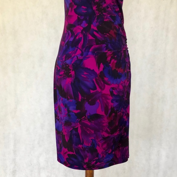 CHAPS Faux Wrap Side Ruched Sleeveless Dress - Picture 4 of 8